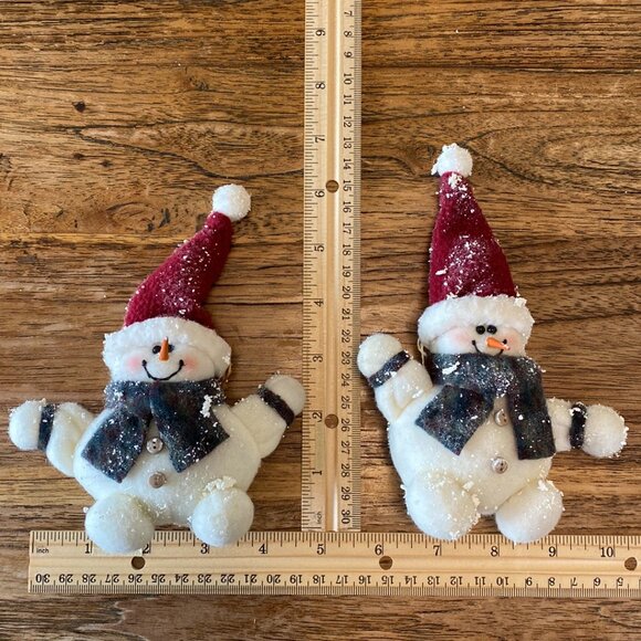 Four Cute Felt Stuffed Handmade Snowman Ornaments - Picture 13 of 13